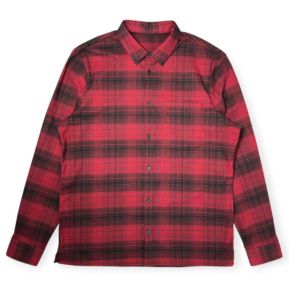 Lululemon Masons Peak Flannel Shirt MENS XL Red Black Plaid Button Up NWOT